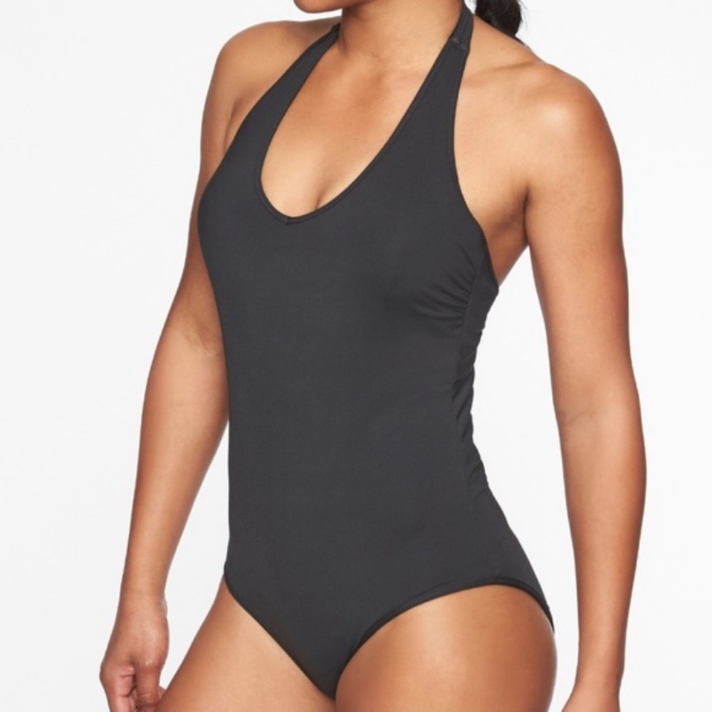 Athleta Plunge Halter Neck One Piece Swimsuit